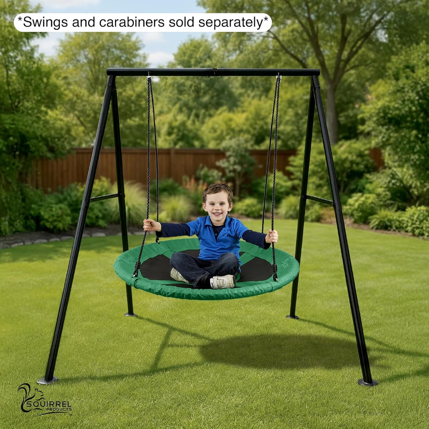 New Squirrel Products Heavy - Duty Metal Swing Set Frame (Black) - Kidsy