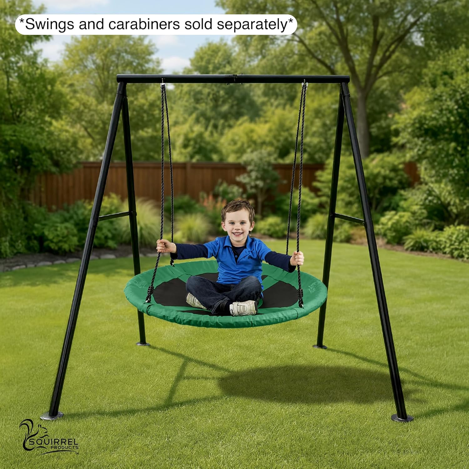 New Squirrel Products Heavy - Duty Metal Swing Set Frame (Black) - Kidsy