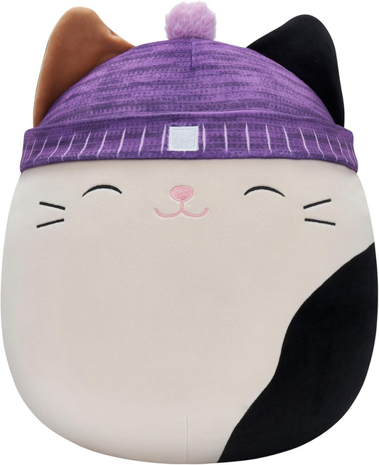 New Squishmallows Cam Calico Cat Plush 14 - Inch (Purple Hat) - Kidsy