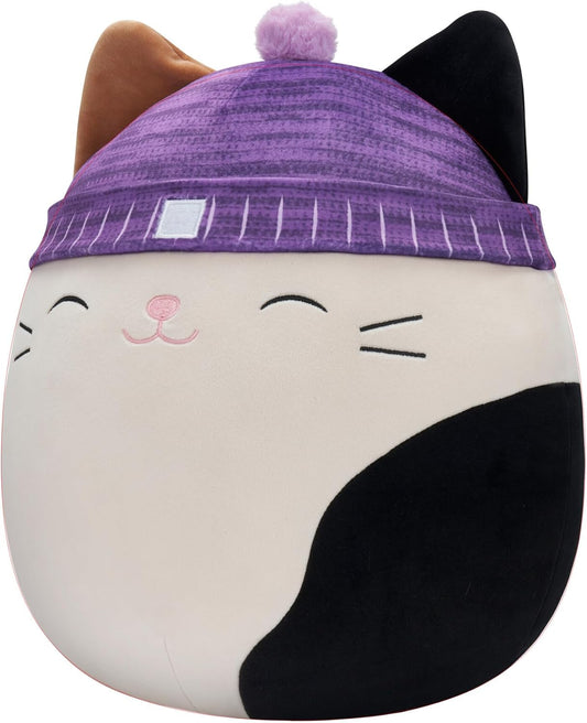 New Squishmallows Cam Calico Cat Plush 14 - Inch (Purple Hat) - Kidsy