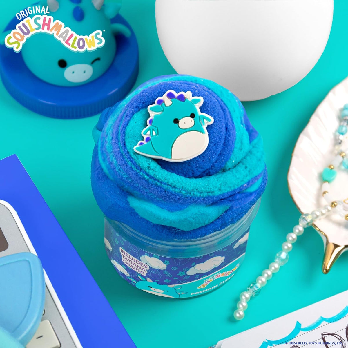 New Squishmallows Tatiana the Dragon 8 oz Blue Raspberry Cloud Slime - Kidsy