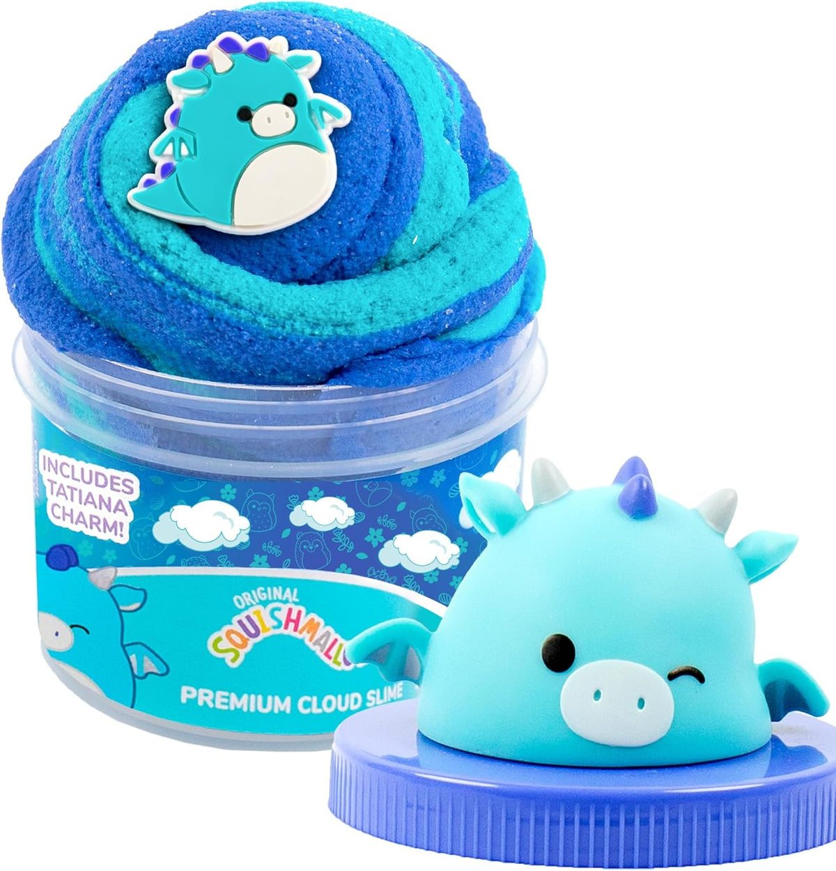 New Squishmallows Tatiana the Dragon 8 oz Blue Raspberry Cloud Slime - Kidsy
