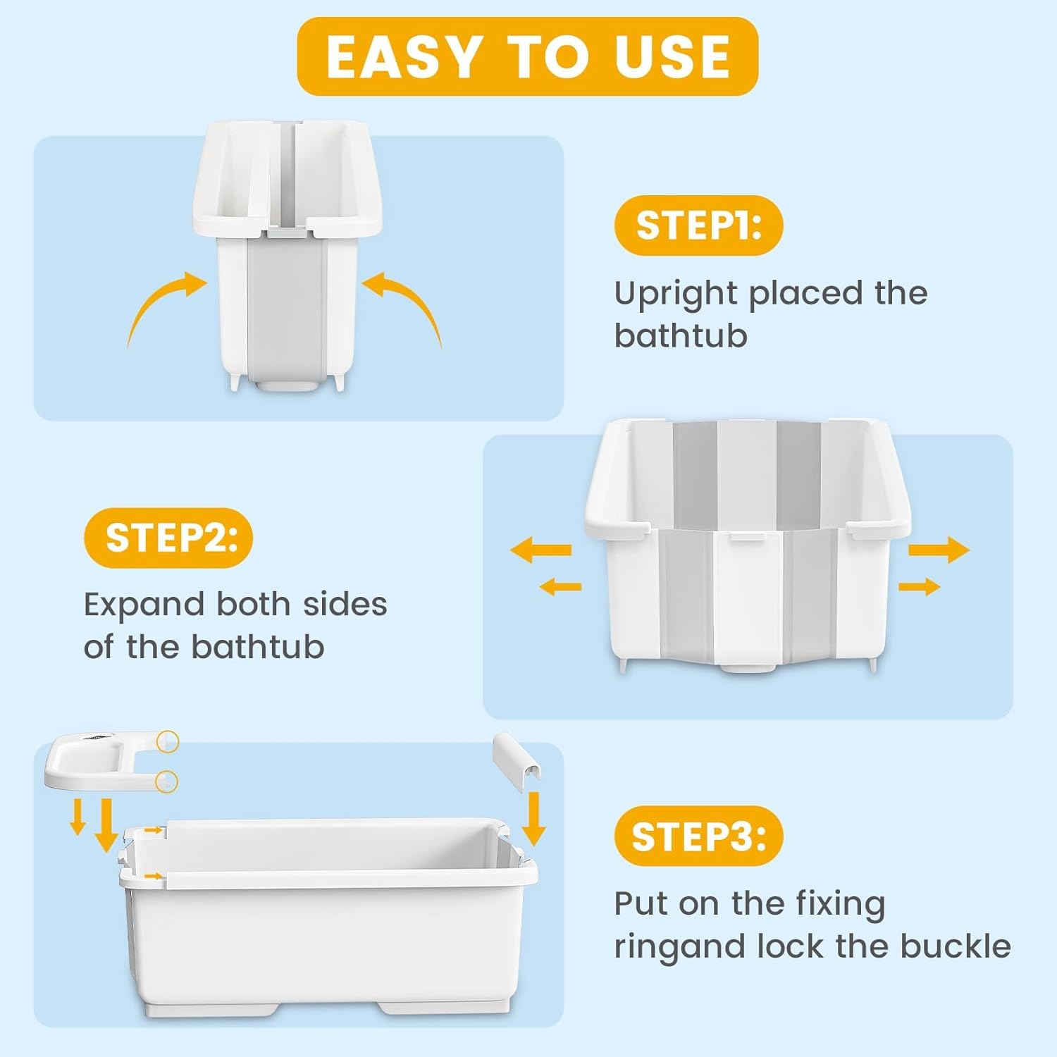 New SRGAFIX Collapsible Baby Bathtub 0 - 36 Months Infants (White) - Kidsy