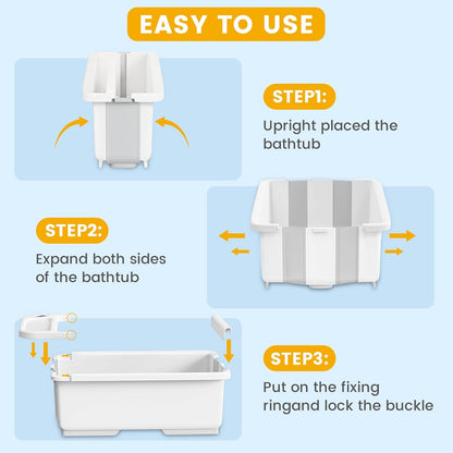 New SRGAFIX Collapsible Baby Bathtub 0 - 36 Months Infants (White) - Kidsy