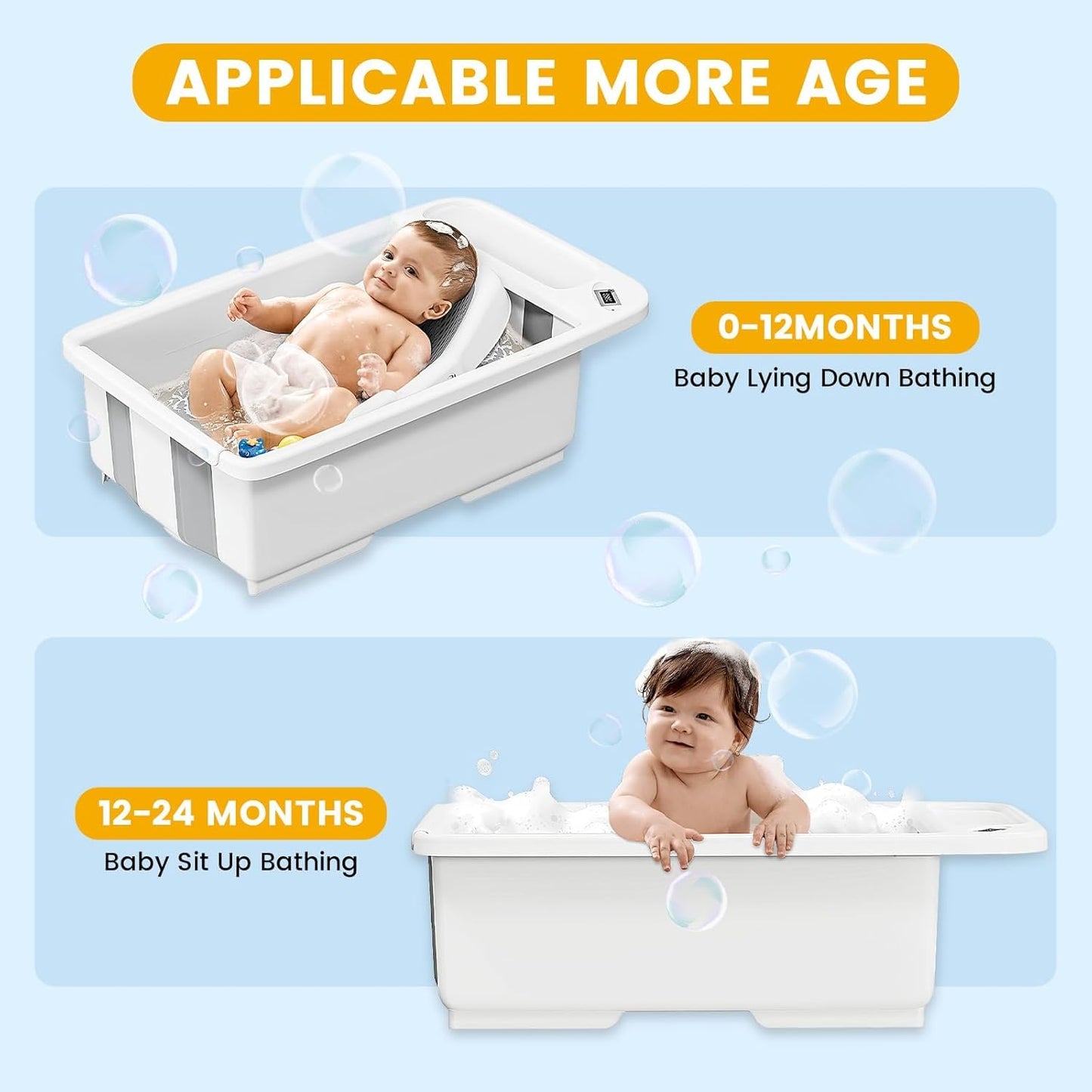 New SRGAFIX Collapsible Baby Bathtub 0 - 36 Months Infants (White) - Kidsy