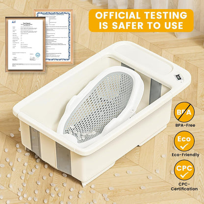 New SRGAFIX Collapsible Baby Bathtub with Smart Temperature Display & Bath Stand 0 - 36 M (Grey) - Kidsy
