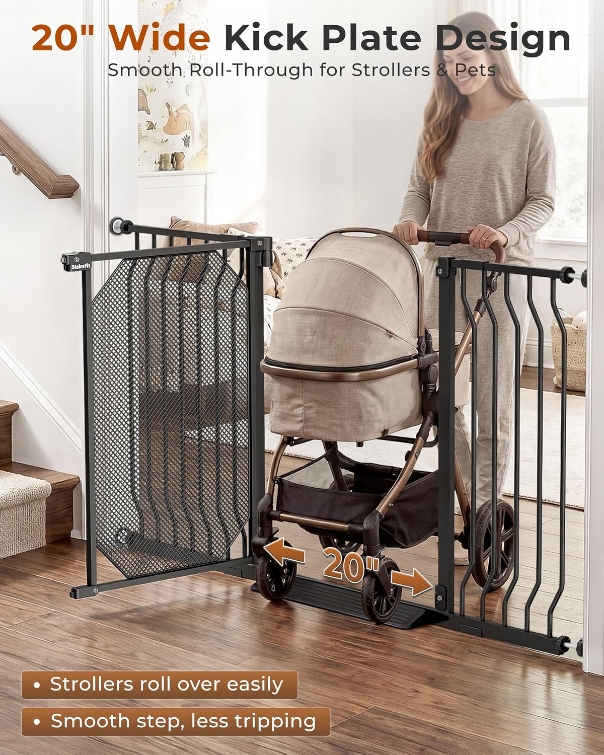 New StairsFit Extra Wide Baby Gate, 29.5–62.5 Inches (Black) - Kidsy