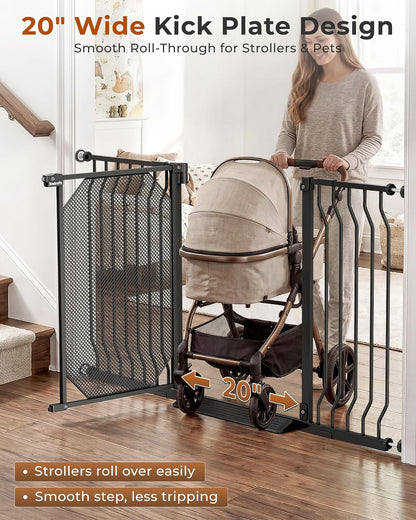 New StairsFit Extra Wide Baby Gate, 29.5–62.5 Inches (Black) - Kidsy