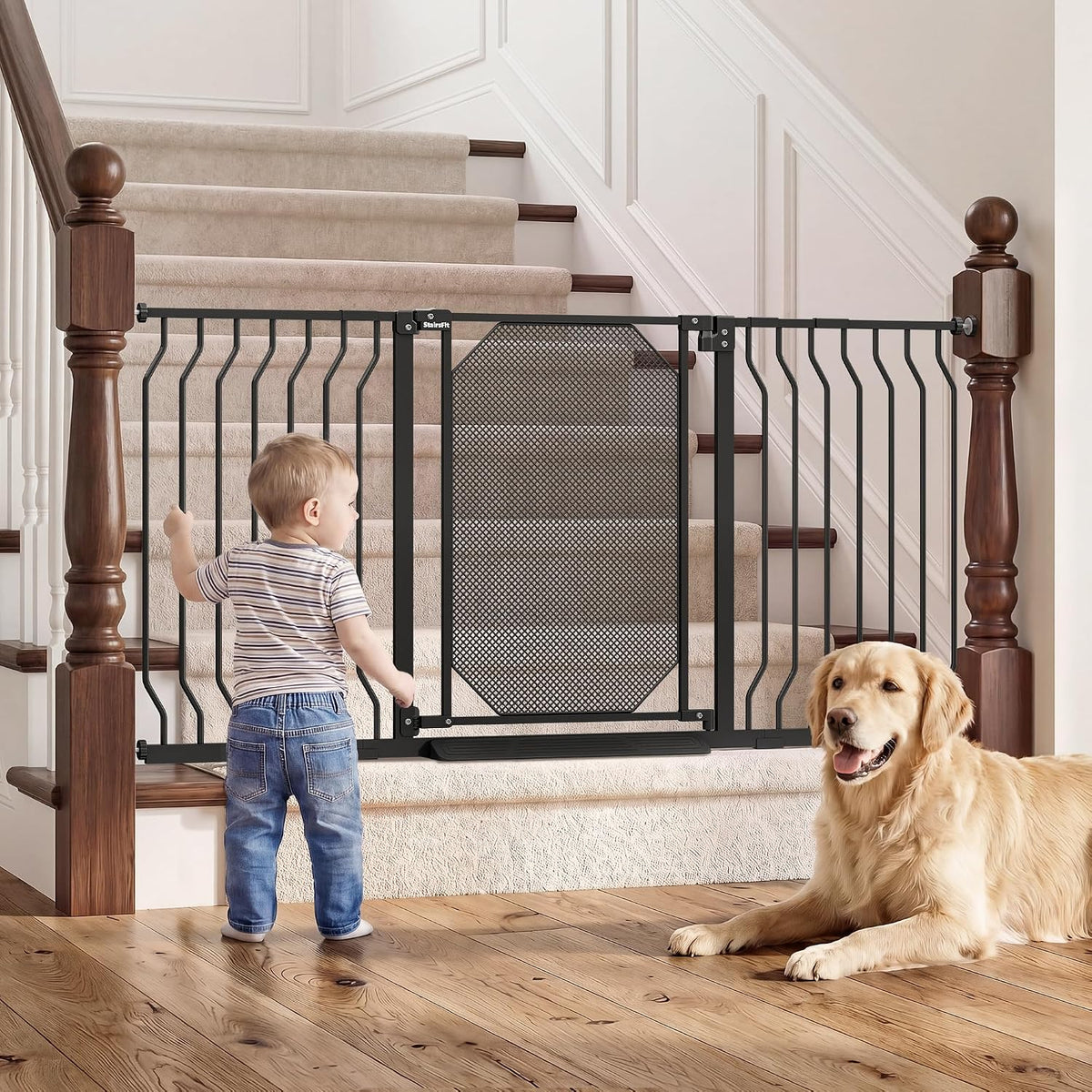 New StairsFit Extra Wide Baby Gate, 29.5–62.5 Inches (Black) - Kidsy
