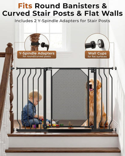New StairsFit Extra Wide Baby Gate, 29.5–62.5 Inches (Black) - Kidsy