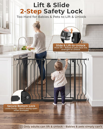 New StairsFit Extra Wide Baby Gate, 29.5–62.5 Inches (Black) - Kidsy