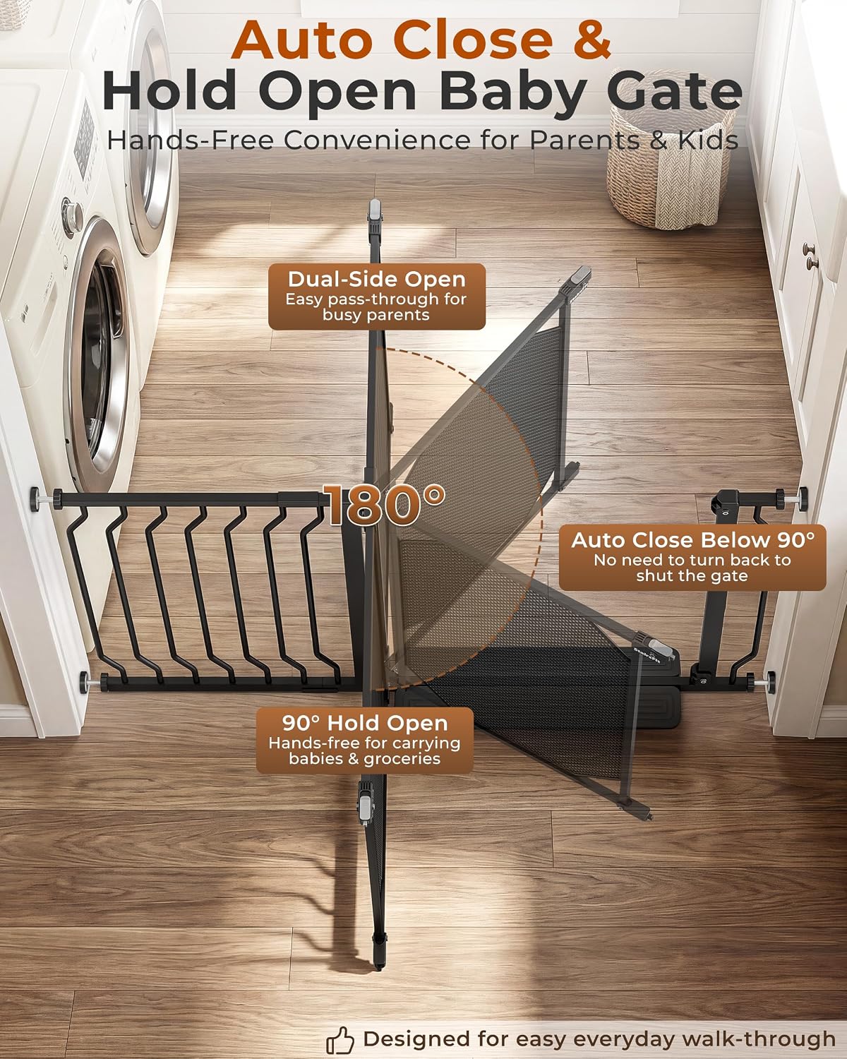 New StairsFit Extra Wide Baby Gate, 29.5–62.5 Inches (Black) - Kidsy