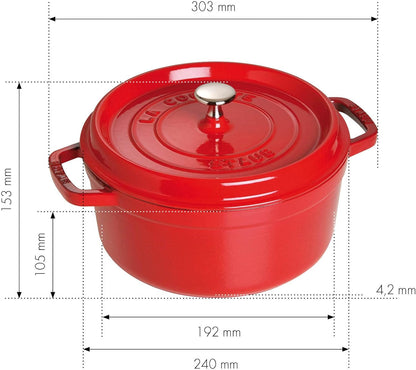 New Staub Cast Iron Round Cocotte, Dutch Oven, 7 - quart (Cherry) - Kidsy