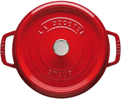 New Staub Cast Iron Round Cocotte, Dutch Oven, 7 - quart (Cherry) - Kidsy