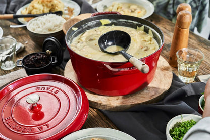 New Staub Cast Iron Round Cocotte, Dutch Oven, 7 - quart (Cherry) - Kidsy