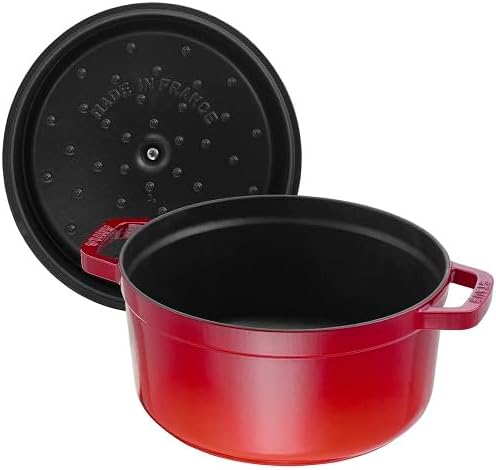 New Staub Cast Iron Round Cocotte, Dutch Oven, 7 - quart (Cherry) - Kidsy