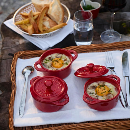 New STAUB Ceramics 3 - Piece Mini Round Cocotte Set (Cherry) - Kidsy