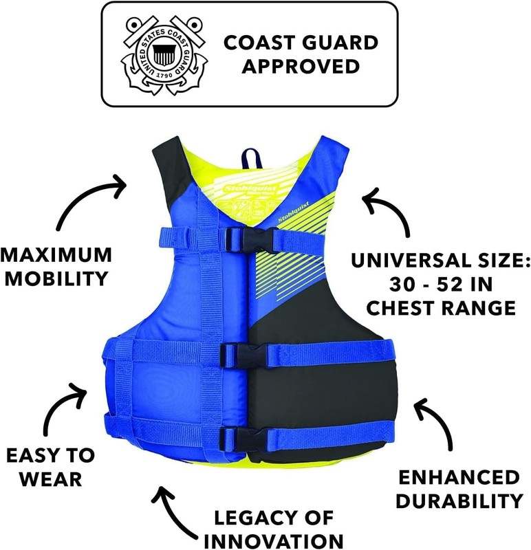 New Stohlquist FIT Adult Life Jacket, US Coast Guard Approved Type III Life Vest, PFD for Men and Women (Blue) - Kidsy