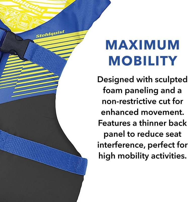 New Stohlquist FIT Adult Life Jacket, US Coast Guard Approved Type III Life Vest, PFD for Men and Women (Blue) - Kidsy