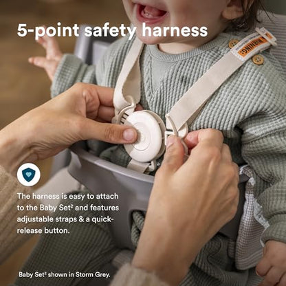 New Stokke Tripp Trapp High Chair 2 (White), Cushion 2 (Nordic Grey) + Stokke Tray (White) - Kidsy