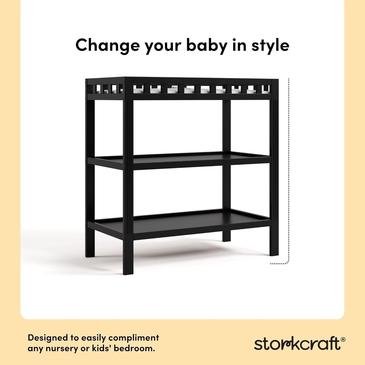 New Storkcraft Morningside Changing Table with Pad (Black) - Kidsy