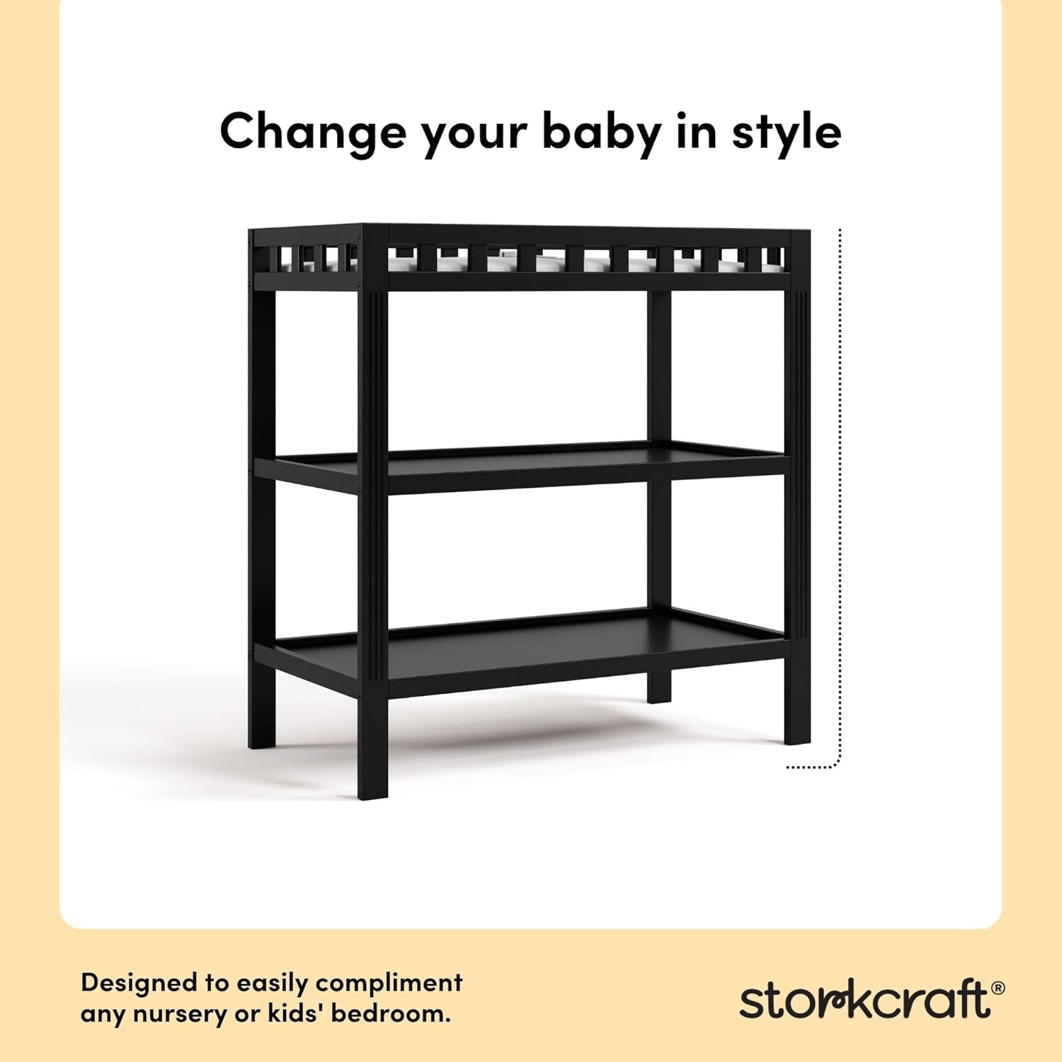 New Storkcraft Morningside Changing Table with Pad (Black) - Kidsy