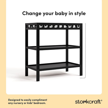 New Storkcraft Morningside Changing Table with Pad (Black) - Kidsy