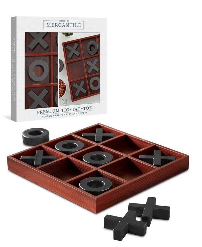 New Studio Mercantile Premium Solid Wood Tic Tac Toe Board Game - Light, Pastel Brown - Kidsy