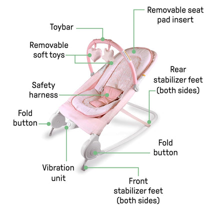 New Summer Infant 2-in-1 Bouncer Rocker Baby Seat (Pink) - Kidsy
