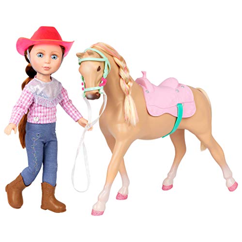 New Sun Biomass Glitter Girls Doll + Equestrian Set, 14 - inch, Jaime & Jumper (Brown) - Kidsy