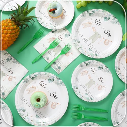New Sunnyray Gender Reveal Party Tableware Set (Greenery) - Kidsy