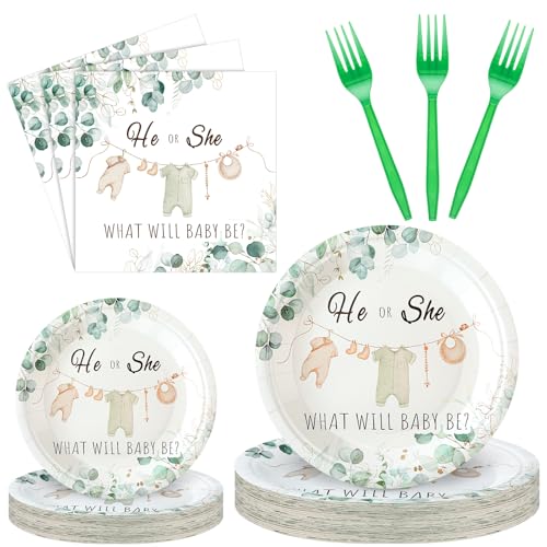New Sunnyray Gender Reveal Party Tableware Set (Greenery) - Kidsy
