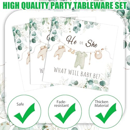 New Sunnyray Gender Reveal Party Tableware Set (Greenery) - Kidsy