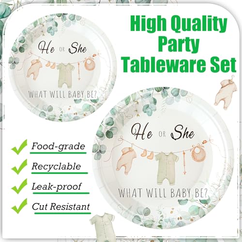 New Sunnyray Gender Reveal Party Tableware Set (Greenery) - Kidsy