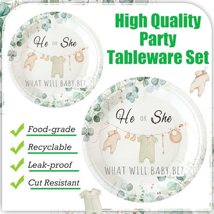New Sunnyray Gender Reveal Party Tableware Set (Greenery) - Kidsy