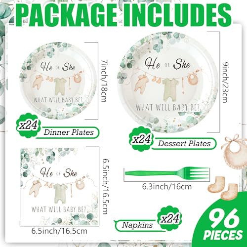 New Sunnyray Gender Reveal Party Tableware Set (Greenery) - Kidsy