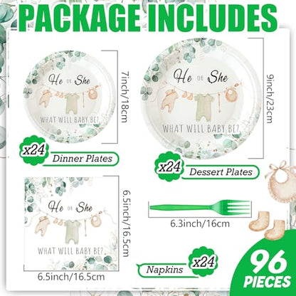 New Sunnyray Gender Reveal Party Tableware Set (Greenery) - Kidsy