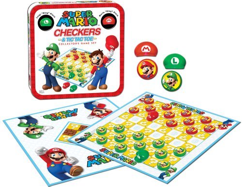 New Super Mario Checkers & Tic - Tac - Toe Collector's Game Set - Kidsy