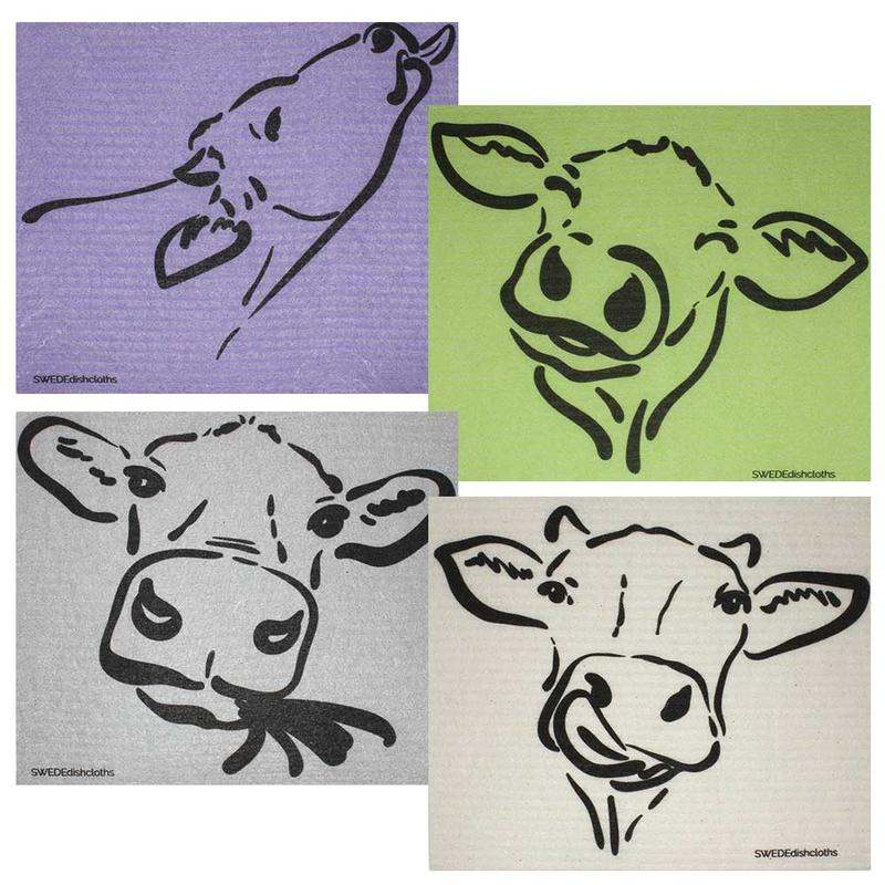New Swedish Eco Dishcloth Set of 4 (Cow Silhouettes) - Kidsy