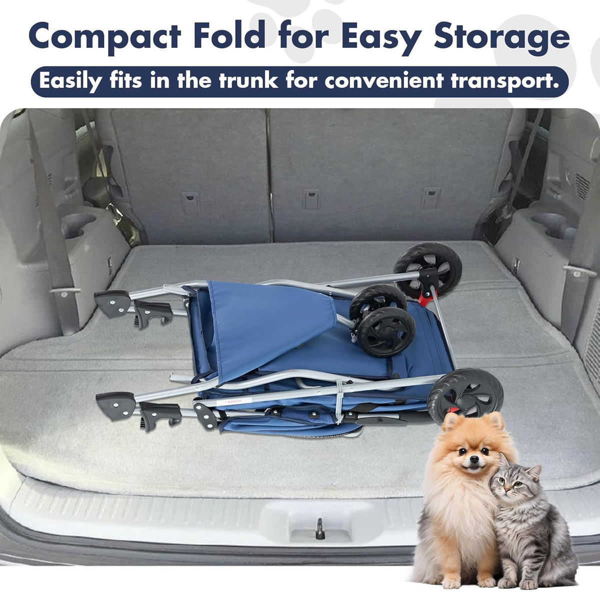 New Sweetcrispy 3 Wheels Pet Stroller for Small Dogs and Cats (Blue) - Kidsy