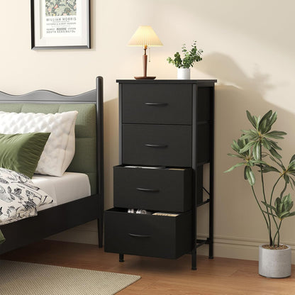 New Sweetcrispy 4 Fabric Drawer Small Dresser (Black - 11.8"D x 17.7"W x 37.5"H) - Kidsy