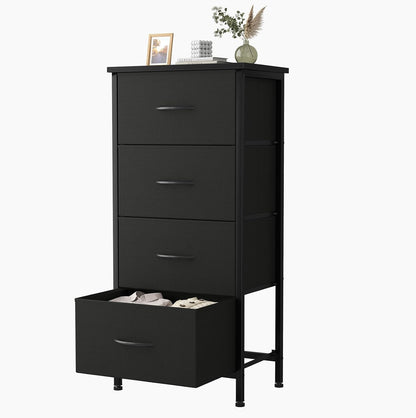 New Sweetcrispy 4 Fabric Drawer Small Dresser (Black - 11.8"D x 17.7"W x 37.5"H) - Kidsy