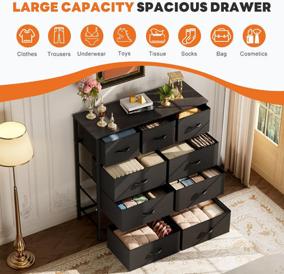 New Sweetcrispy 9-Drawer Fabric Dresser Storage Tower (Classic Black) - Kidsy