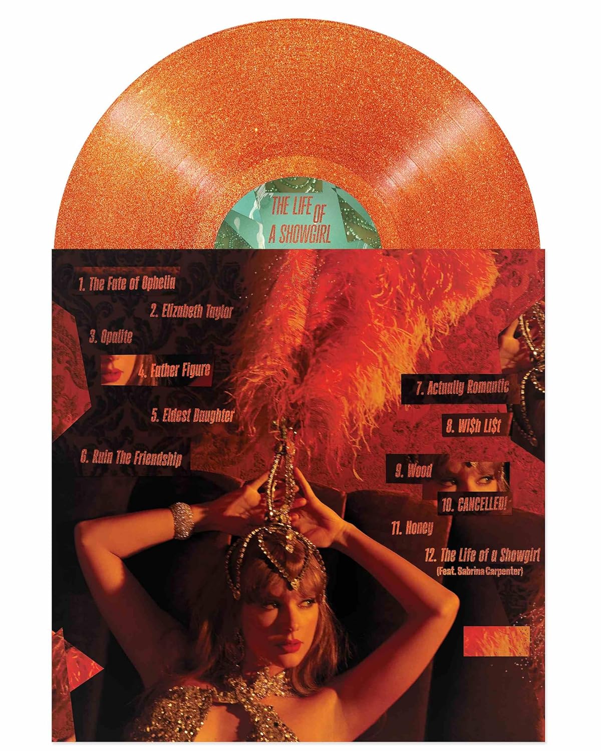 New Taylor Swift The Life of a Showgirl Orange Glitter Vinyl