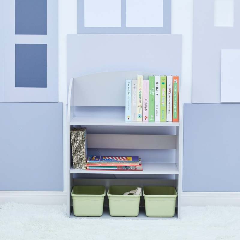 New Teamson Kids Fantasy Fields - Plain Kids 3 Shelf Bookcase (Grey) - Kidsy