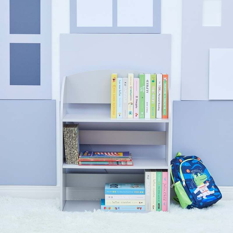 New Teamson Kids Fantasy Fields - Plain Kids 3 Shelf Bookcase (Grey) - Kidsy