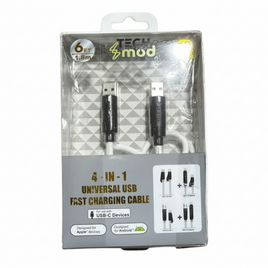 New TECH MOD 4 - in - 1 Universal USB Fast Charging Cable – 6 ft (1.8 m) - Kidsy