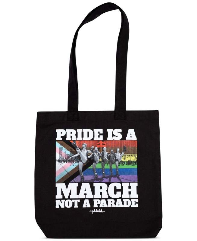 New The Phluid Project Pride Is a March Not a Parade Black Tote Bag FINAL SALE