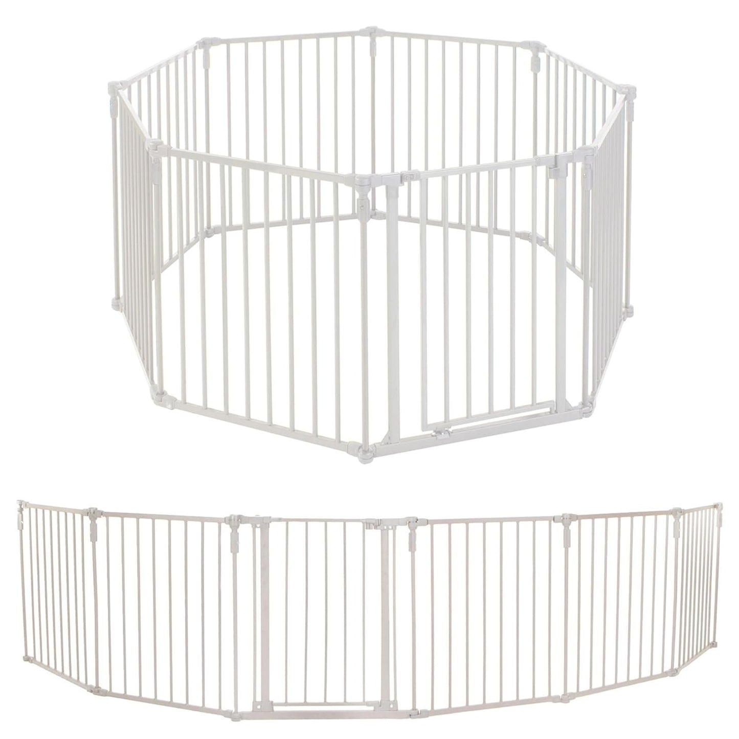 New Toddleroo 3 - in - 1 Metal Play Yard Gate 8 Panels, 199" Wide (Taupe) - Kidsy