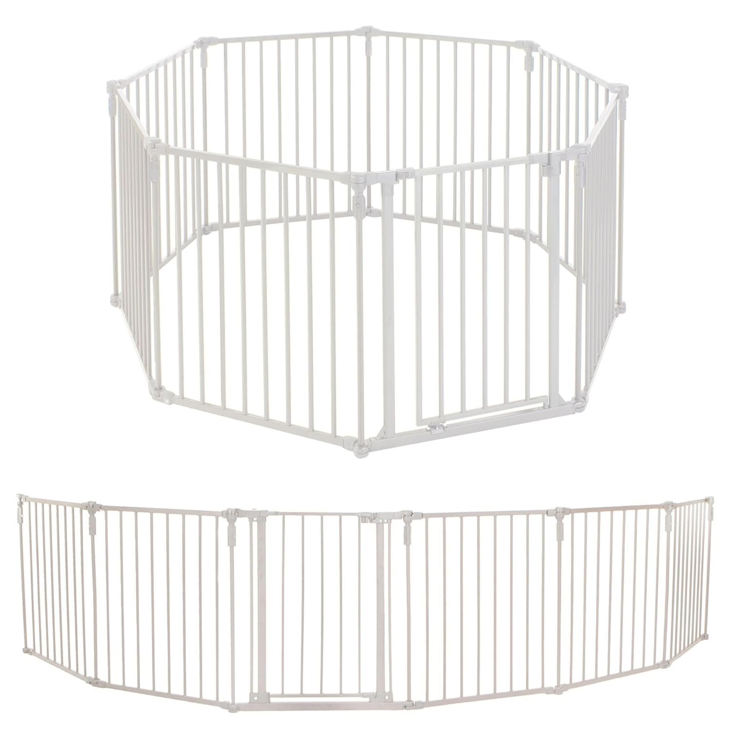 New Toddleroo 3 - in - 1 Metal Play Yard Gate 8 Panels, 199" Wide (Taupe) - Kidsy